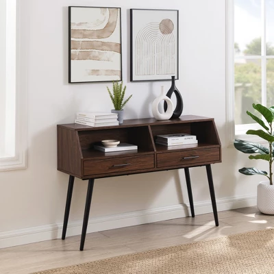 Modern 2 Drawer Angled Console Table - Saracina Home 5 Modern 2 Drawer Angled Console Table - Saracina Home - Image 5