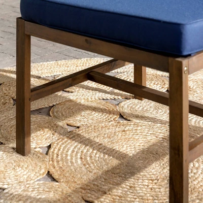 Modular Acacia Wood Armless Patio Chair With Cushion - Dark Brown/Navy - Saracina Home 3 Modular Acacia Wood Armless Patio Chair With Cushion - Dark Brown/Navy - Saracina Home - Image 3