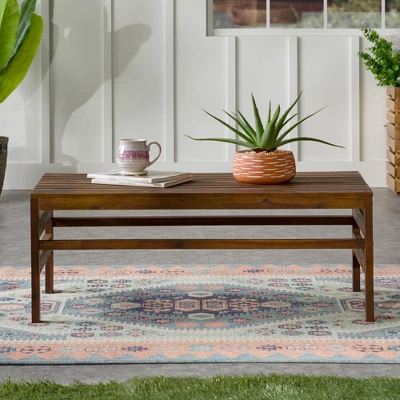 Outdoor Acacia Wood Slatted Coffee Table - Saracina Home 11 Outdoor Acacia Wood Slatted Coffee Table - Saracina Home - Image 11