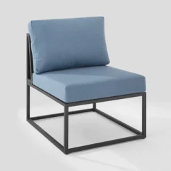 Outdoor Modern Modular Patio Side Chair Blue - Saracina Home