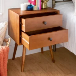 Greenberg 2 Drawer Mid-Century Modern Solid Wood Nightstand - Saracina Home -Saracina Home Sales Store GUEST e325e445 1dcb 41b8 bf82 bd67a41d44b1