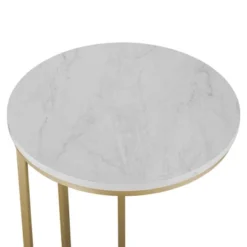 24" Modern Glam Round C Table Faux White Marble/Gold - Saracina Home 6 24" Modern Glam Round C Table Faux White Marble/Gold - Saracina Home -Saracina Home Sales Store GUEST e374de0c 0bdb 42ff b4ff c6201b372504