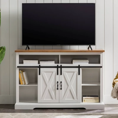 Transitional Sliding Barndoor Highboy TV Stand For TVs Up To 58" - Saracina Home 14 Transitional Sliding Barndoor Highboy TV Stand For TVs Up To 58" - Saracina Home - Image 14
