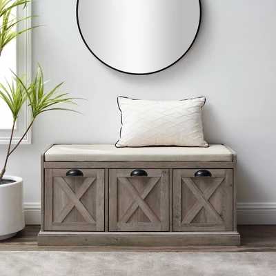 Farmhouse 40" 3 Drawer Storage Bench With Cushion - Saracina Home 3 Farmhouse 40" 3 Drawer Storage Bench With Cushion - Saracina Home - Image 3