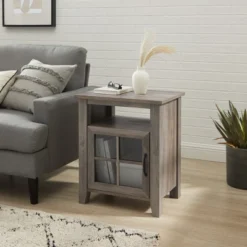 Transitional Classic Windowpane Storage Side Table - Saracina Home