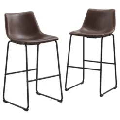 Set Of 2 Laslo Modern Upholstered Faux Leather Barstools - Saracina Home -Saracina Home Sales Store GUEST f3832c91 22cd 4a53 ae8b 5976ad6a7e26