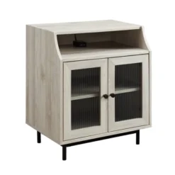 Fluted Glass Double Door Nightstand With USB Port - Saracina Home -Saracina Home Sales Store GUEST f46c2f0e 9c50 4fcb 9918 e3a20ba636f8