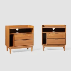 2pk Mid-Century Modern Solid Wood 2 Drawer Storage Nightstands - Saracina Home 24 2pk Mid-Century Modern Solid Wood 2 Drawer Storage Nightstands - Saracina Home -Saracina Home Sales Store GUEST f532e41d ed41 4d3a b78d 89ad584048a2
