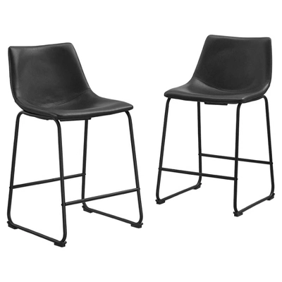Set Of 2 Laslo Modern Upholstered Faux Leather Counter Height Barstools - Saracina Home 7 Set Of 2 Laslo Modern Upholstered Faux Leather Counter Height Barstools - Saracina Home - Image 7