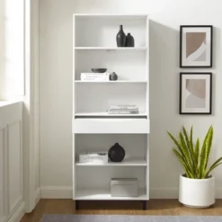 72.5" Mid-Century Modern 1 Drawer Angled Bookshelf - Saracina Home 20 72.5" Mid-Century Modern 1 Drawer Angled Bookshelf - Saracina Home -Saracina Home Sales Store GUEST f7b3e476 2294 4b33 8431 b32d58501d00