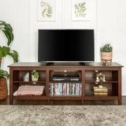 Transitional 6 Cubby Wood Open Storage Wood TV Stand For TVs Up To 80"- Saracina Home -Saracina Home Sales Store GUEST f89b070d c04c 4de6 a143 2ba0bc1fd9f0